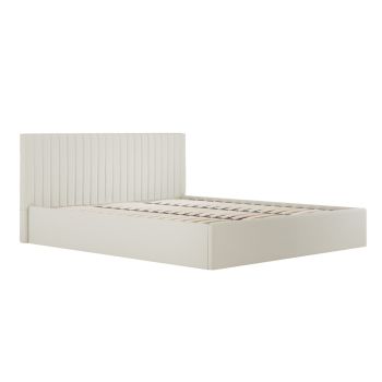 Berlin Ottoman Super King Size Bed Frame - Weave - L213 x W198 x H89 cm - Milk - Full Assembly Required