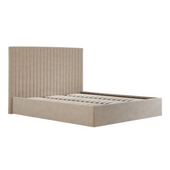 Berlin Tall Ottoman Super King Size Bed Frame - Velvet - L213 x W198 x H124 cm - Beige - Flat Pack