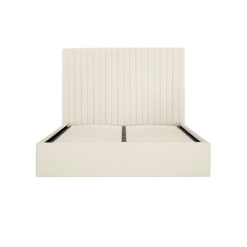 Berlin Tall Ottoman Double Bed Frame - Weave - L203 x W154 x H124 cm - Milk - Full Assembly Required