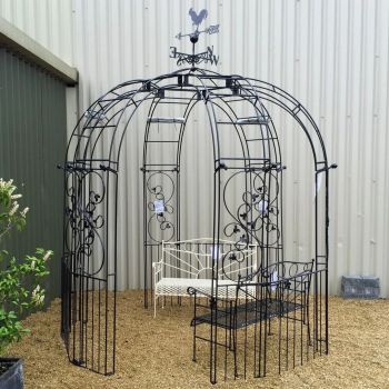 Flower Traditional 6 Sided and Panels - (Includes Ground Spikes) - W244 x H256 cm - Powder Coated Black
