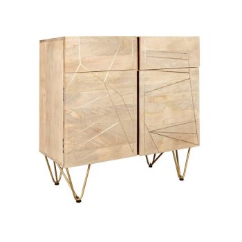 Light Gold 2 Door Medium Sideboard - Solid Mango Wood - L40 x W90 x H80 cm
