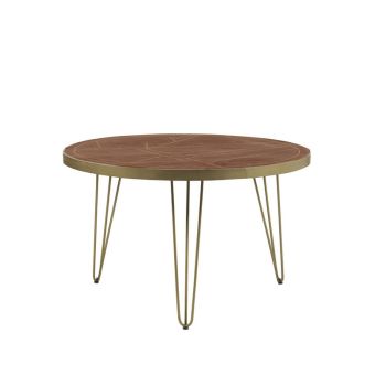 Dark Gold Round Dining Table - Solid Mango Wood - L120 x W120 x H76 cm