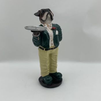 Bulldog Waiter Ornament - Resin - L30 x W40 x H82 cm