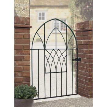 Abbey Modern Low Arch Bow Top Single Gate - Solid Steel - Fits Gap of 914 mm x 1340 mm High - Electro Galv./Black Powder Coated