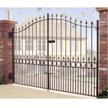 Balmoral Premium Range Spear Top Tall Bow Top Double Gate - Solid Steel - Fits Gap of 3353 mm x 2082 mm High - Primed