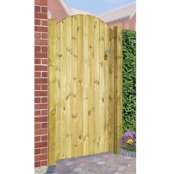 Carlton Bow Top High Quality Single Gate - Pressure Treated Scandinavian Redwood - W750 x H1800 mm