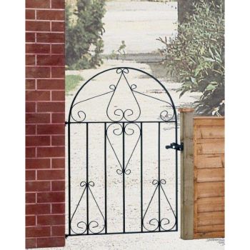 Classic Scroll Low Bow Top Single Gate - Solid Steel - Fits Gap of 914 mm x 1219 mm High - Electro Galvanised/Black Powder Coated - Grouped