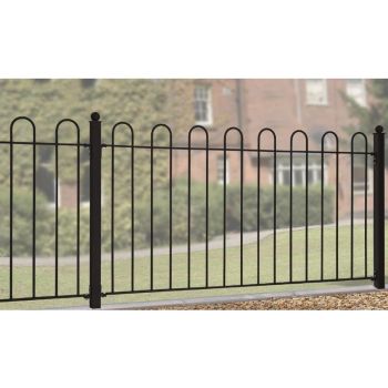 Court Hoop Top Fence Panel - Solid Steel - FIts Gap of 1830 mm x 950 mm High - Electro Galvanised/Black Powder Coated