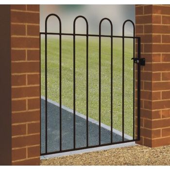 Court Hoop Top Single Gate - Solid Steel - Fits Gap of 1000 mm x 950 mm High - Electro Galvanised/Black Powder Coated
