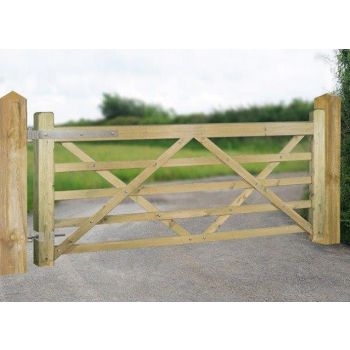 Evington Farm/Field Style 5 Bar Gate - Pressure Treated Scandinavian Redwood - W3600 x H1200 mm - Grouped