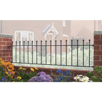 Manor Railing Panel - Solid Steel - Fits Gap of 1830 mm x 455 mm High - Electro Galvanised/Black Powder Coated