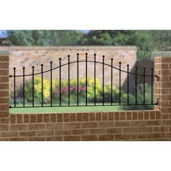 Manor Arched Railing Panel - Solid Steel - Fits Gap of 1830 mm x 625 mm High - Electro Galvanised/Black Powder Coated