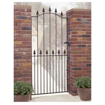Saxon Spear Top Tall Bow Top Single Gate - Solid Steel - Fits Gap of 762 mm x 1943 mm High - Electro Galv./Black Powder Coated