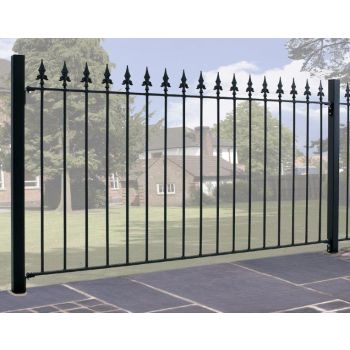 Saxon Spear Top Fence Panel - Solid Steel - FIts Gap of 1830 mm x 950 mm High - Electro Galvanised/Black Powder Coated