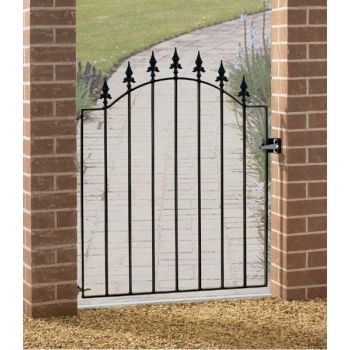 Saxon-Warwick Spear Low Bow Top Single Gate - Solid Steel - Fits Gap of 955 mm x 1076 mm High - Electro Galv./Black Powder Coated