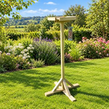 Orchard Wild Garden Bird Table – Scandinavian Redwood Wooden Bird Feeder & Seed Feeding Station - L12 x W12 x H150 cm - Minimal Assembly Required