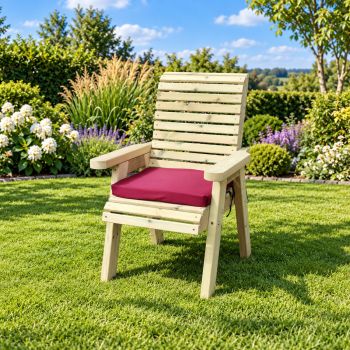 Orchard Wooden Garden Chair with Waterproof Cushions - L69 x W69 x H105 cm