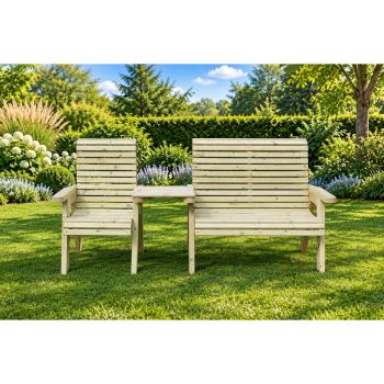 Orchard Trio Wooden Garden Companion Seat Set with Straight Tray - L75 x W220 x H105 cm