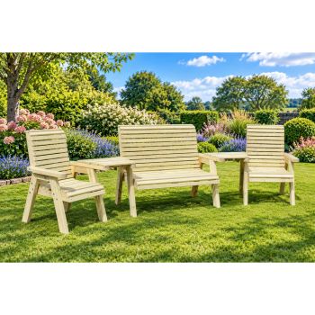 Orchard Multi Wooden Garden Table and Chairs Set - L100 x W370 x H105 cm - Fully Assembled