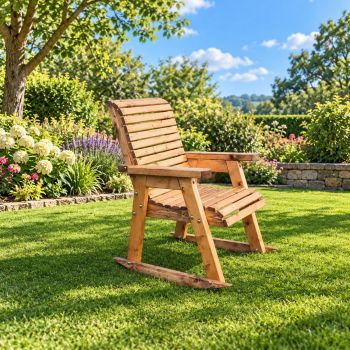 Briar Wooden Garden Rocking Chair with Waterproof Cushions - L120 x W63 x H95 cm - Partially Assembled