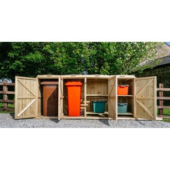 Chatburn 2 Wheelie Bin/4 Recycle Box Store - L80.4 x W261.5 x H120 cm - Fits 2x 180L or 2x 240L Wheelie Bins & 4x Recycle Boxes