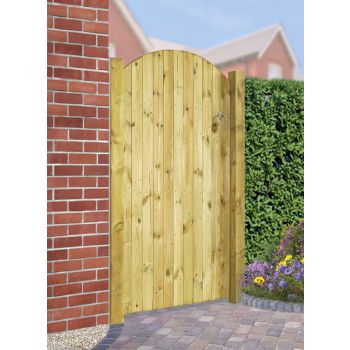 Carlton Bow Top High Quality Single Gate - Pressure Treated Scandinavian Redwood - W1050 x H1800 mm