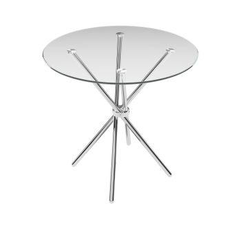 Casa Dining Table Glass Top - Metal/Glass - L90 x W90 x H74.5 cm - Clear