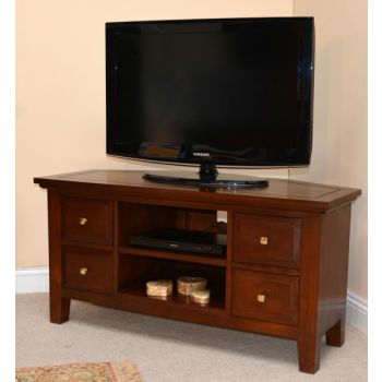 New York Corner TV Unit - Mahogany Wood - L50 x W110 x H56 cm