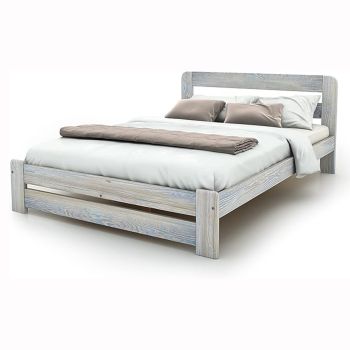 Super King Size Bed - Wood - L207 x W188 x H80 cm - Grey Washed Finish