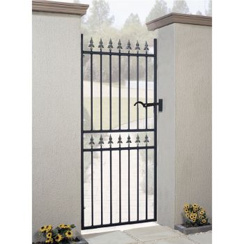 Corfe Premium Range Spear Top Tall Single Gate - Steel - Fits Gap of 1067 mm x 1778 mm High - Electro Galv./Black Powder Coated