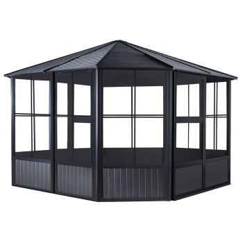 Sojag Charleston Solarium 3.7m x 3.7m with Assembly - Aluminum - L383.6 x W383.6 x H280.8 cm - Powder-coated