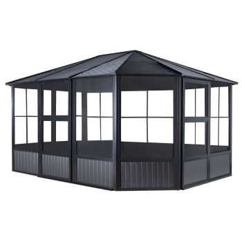 Sojag Charleston Solarium 3.7m x 4.6m with Assembly - Aluminum - L383.6 x W488.6 x H280.8 cm - Powder-coated