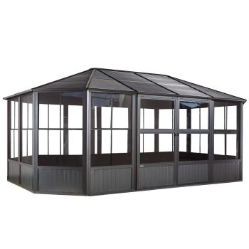 Sojag Charleston Solarium 3.7m x 5.5m with Assembly - Aluminum - L383.6 x W593.6 x H280.8 cm - Powder-coated