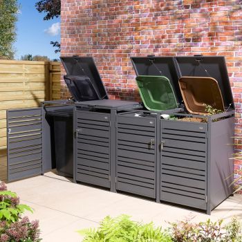 Chelsea Quadruple Bin Store - Steel - L81 x W265 x H116.5 cm - Powder-Coated - Anthracite