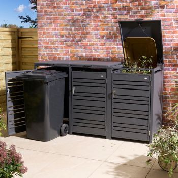 Chelsea Triple Bin Store - Steel - L81 x W200.5 x H116.5 cm - Powder-Coated - Anthracite