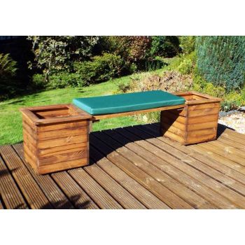 Deluxe Planter Bench with Cushions - W198 x D47 x H46 - Fully Assembled - Green