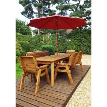 Eight Seater Rectangular Table Set with Cushion - W340 x D216 x H98 - Fully Assembled - Burgundy