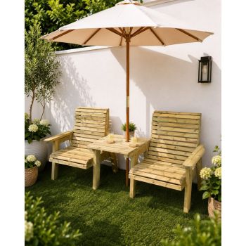 Ergo Grand Companion Set Straight Tray - L85 x W250 x H104 cm - Fully Assembled - Set of Waterproof Cushions Included