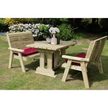 Ergo 4 Seat Compact Set - 2xB 120X90 Table - L250 x W120 x H103 cm - Partially Assembled - Set of Waterproof Cushions Included