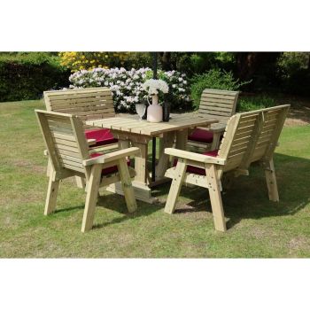Ergo 6 Seat Compact Set - 2xC 2xB 120X90 Table - L250 x W190 x H103 cm - Partially Assembled - Set of Waterproof Cushions Included