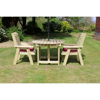 Ergo 2 Seat Round Set 2xC - 113cm Round Table - L113 x W182 x H103 cm - Set of Waterproof Cushions Included