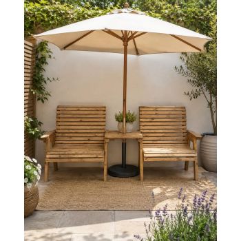 Valley Grand Companion Set - Straight Tray - L85 x W250 x H100 cm - Fully Assembled - Set of Waterproof Cushions Included