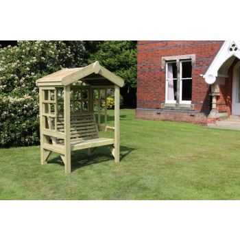 Cottage Arbour- Trellis Back and Sides - Sits 2, Wooden Garden Bench Seat - L90 x W135 x H190 cm - Minimal Assembly Required