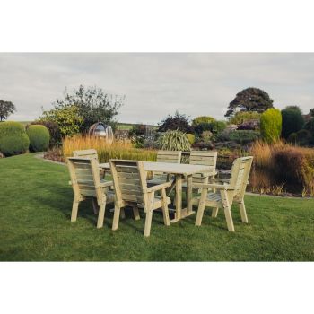 Clover 6 Seater Rectangular Table Set with 6 Chair - Pressure Treated Timber - Partially Assembled