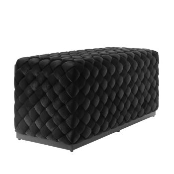 Colline Large Pouffe - Velvet/Metal - L40 x W90 x H42.5 cm - Black/Black