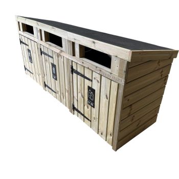 Triple Commercial Bin Store for Outdoor Use (Painted Bin Store - Choice of Colours Available) - L218 x W65 x H93 cm