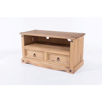 Corona Flat Screen TV Unit - Pine - 95 x 43 x 51 cm - Antique Waxed Pine
