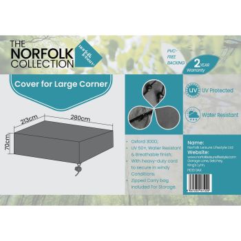 Cover Hemsby Large Corner - Oxford 300D Polyester - L280 x W213 x H70 cm - Grey