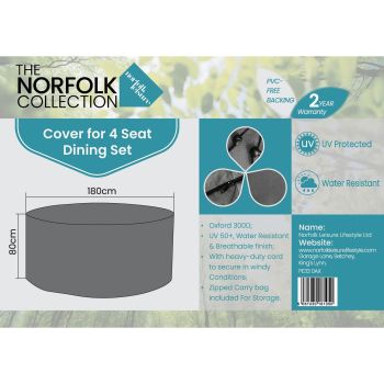 Cover Keswick 4 Seater Dining - Oxford 300D Polyester - L220 x W215 x H70 cm - Grey