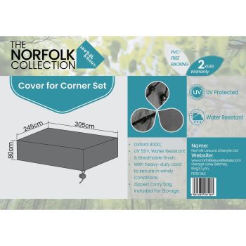 Cover Langham Large Comfort Corner - Oxford 300D Polyester - L275 x W215 x H75 cm - Grey